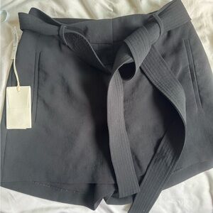 Aritzia Black High-Waist Belted Tailored Shorts